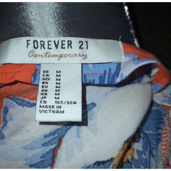 FOREVER 21 ORANGE & BLUE FLORAL DRESS SZ.M EUC. - Picture 5 of 5